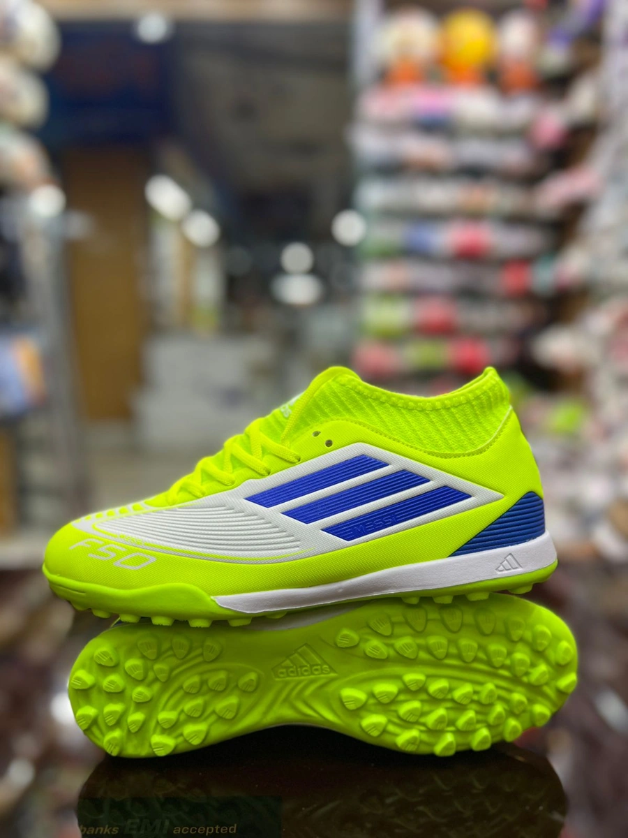 Adidas F50 Bright Lemon & Lime Green Football Turf Shoes