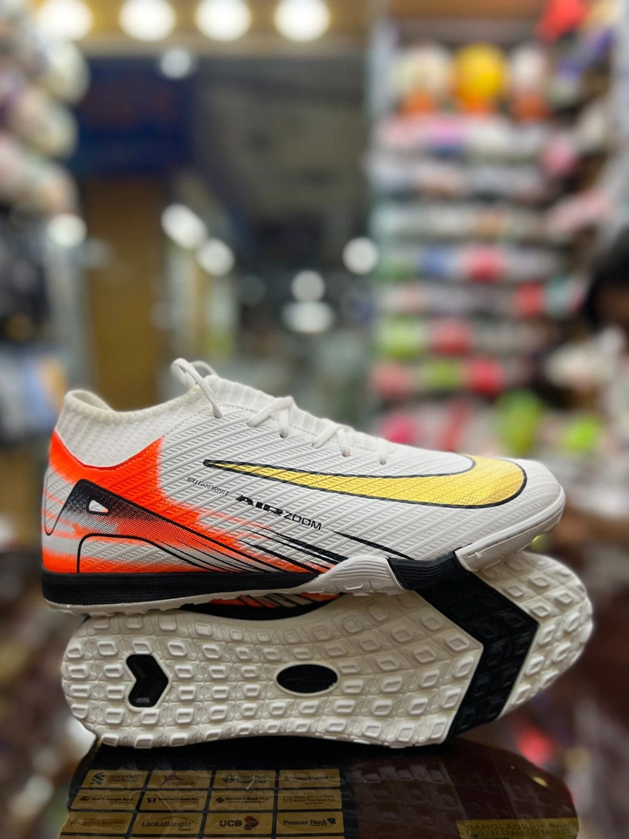 Nike Air Zoom White & Orange Football Turf Shoes