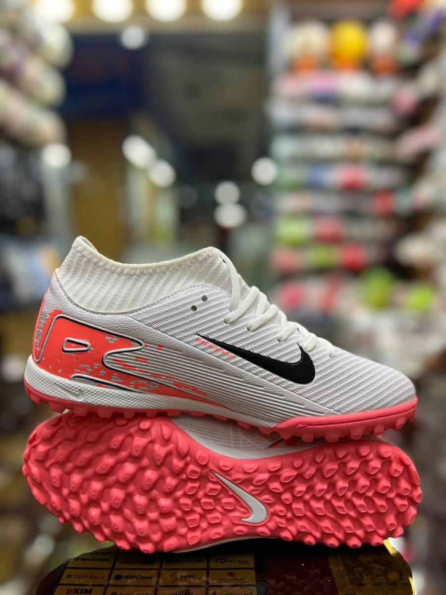Nike Air Zoom White, Black & Bright Crimson Football Turf Shoes